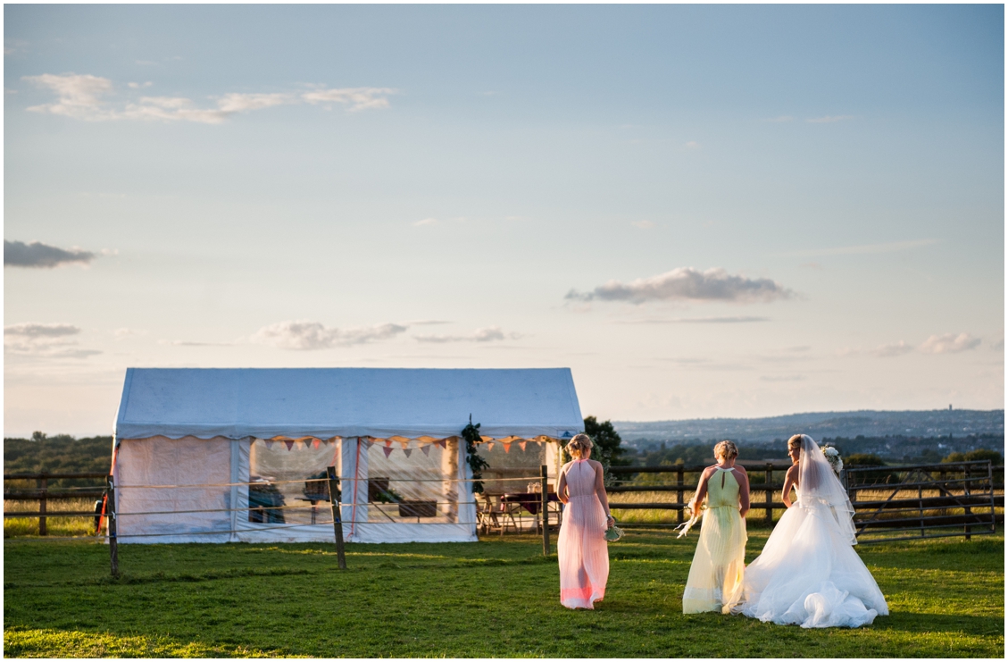 Laurie and Matt's DIY Wedding at their home on the farm with horses, sheep and three ceremonies, two dresses
