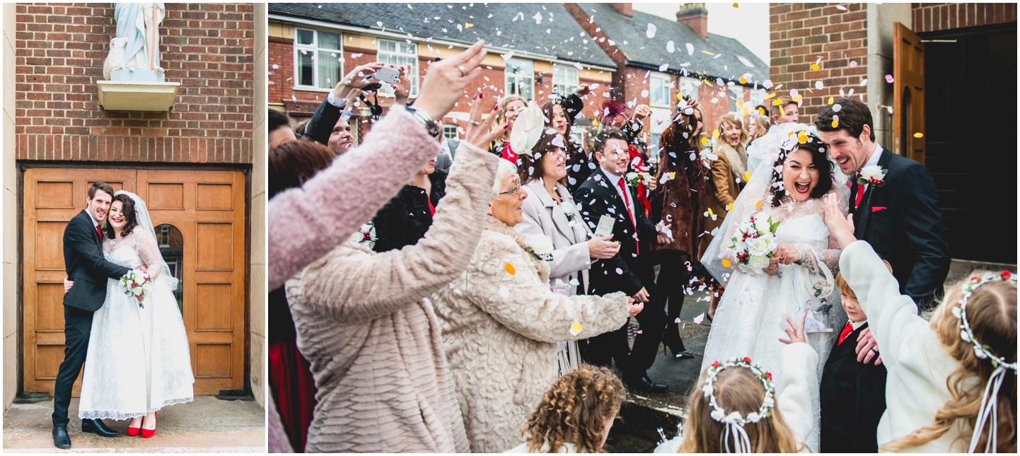 Old School House, Weeford, Winter Wedding Photography at Christmas time by Lisa Carpenter Photos, confetti