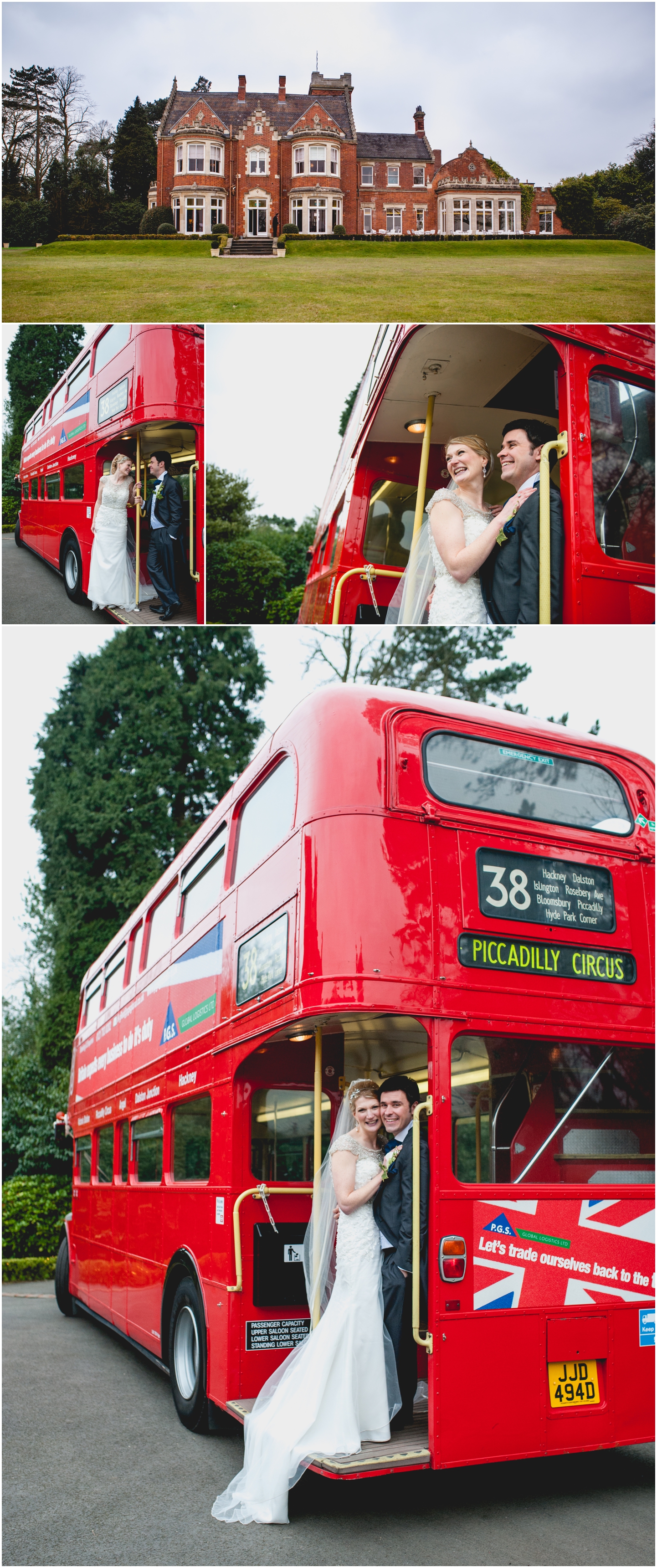 Pendrell Hall Wedding Photography by Lisa Carpenter Photography, West Midlands photographer, big red bus, wedding bus
