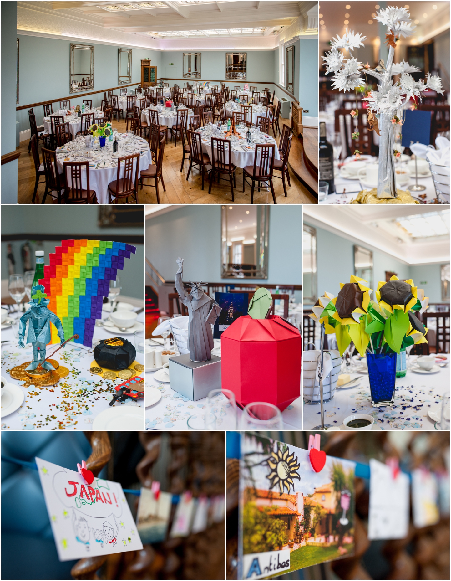 Pendrell Hall Wedding Photography by Lisa Carpenter Photography, West Midlands photographer, centrepieces, origami