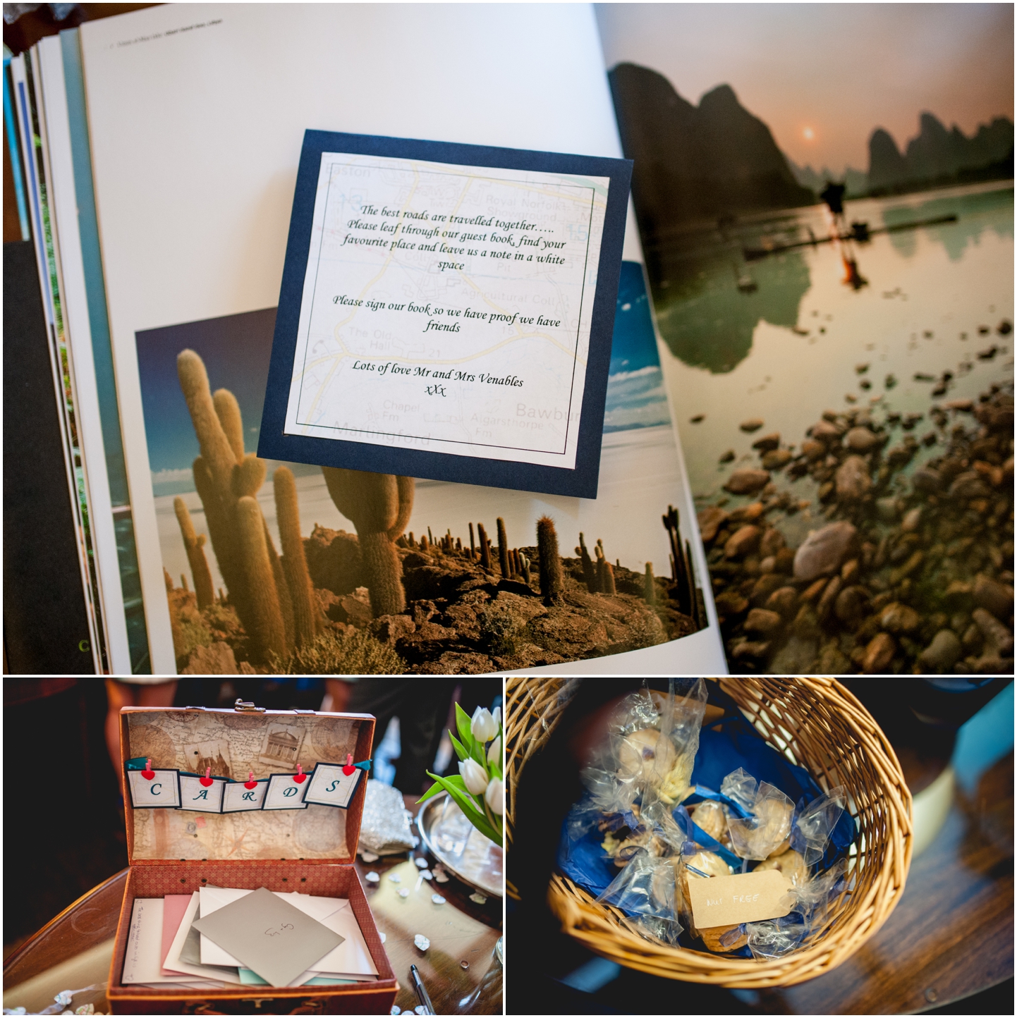 Pendrell Hall Wedding Photography by Lisa Carpenter Photography, West Midlands photographer, guest book, card suitcase, cookies