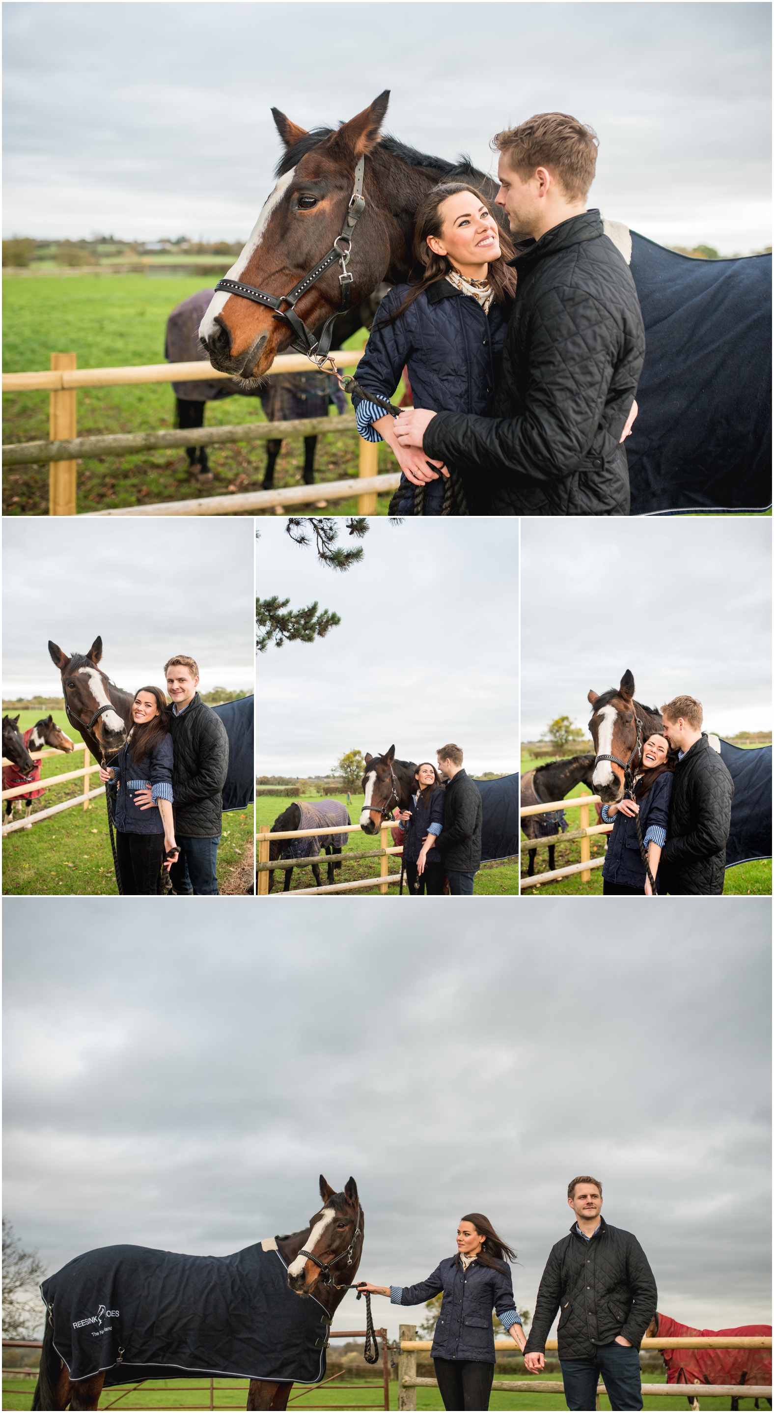 Sam and Lian's engagement shoot at the stables with horse Millie, wet and muddy with wellies by Lisa Carpenter Photography, West Midlands and Worcester based wedding photographer