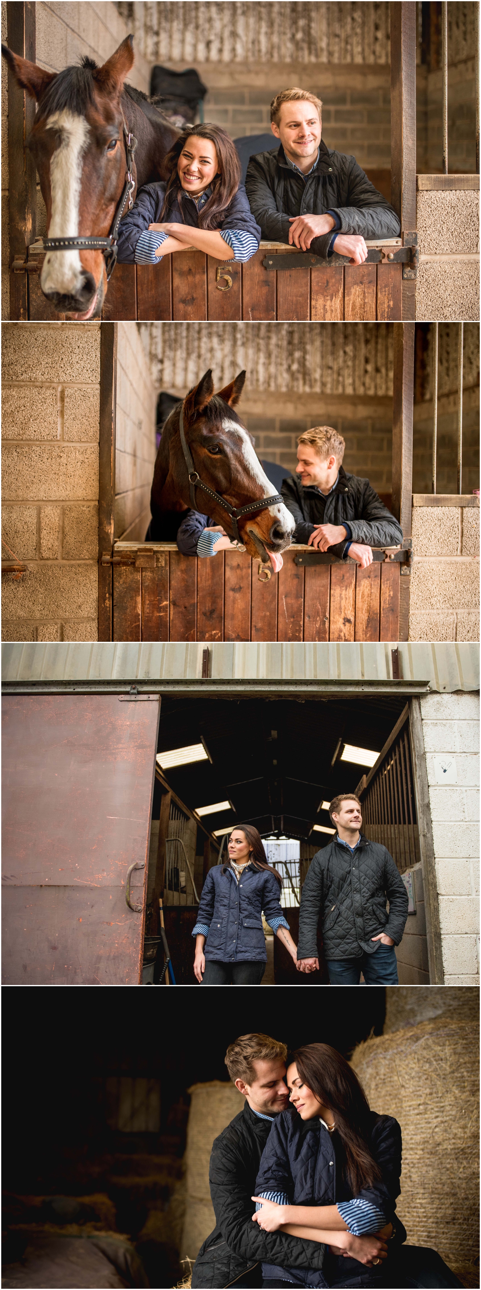 Sam and Lian's engagement shoot at the stables with horse Millie, wet and muddy with wellies by Lisa Carpenter Photography, West Midlands and Worcester based wedding photographer