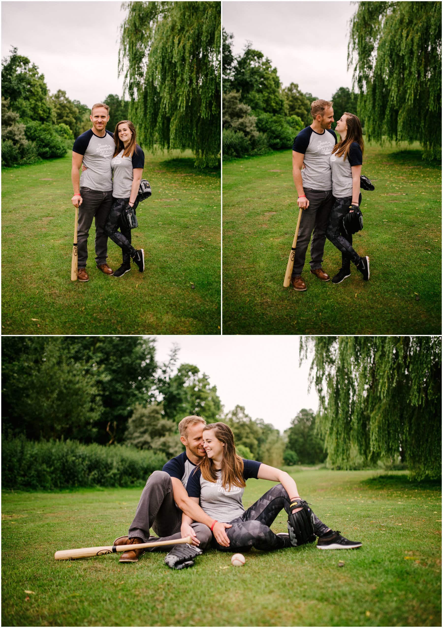 Meg and Dan's Engagement Session in Beacon Park, Lichfield, with baseball playing fun by Lisa Carpenter Photography, West Midlands and Birmingham Wedding Photographer, shooting cool, alternative and contemporary wedding photos.
