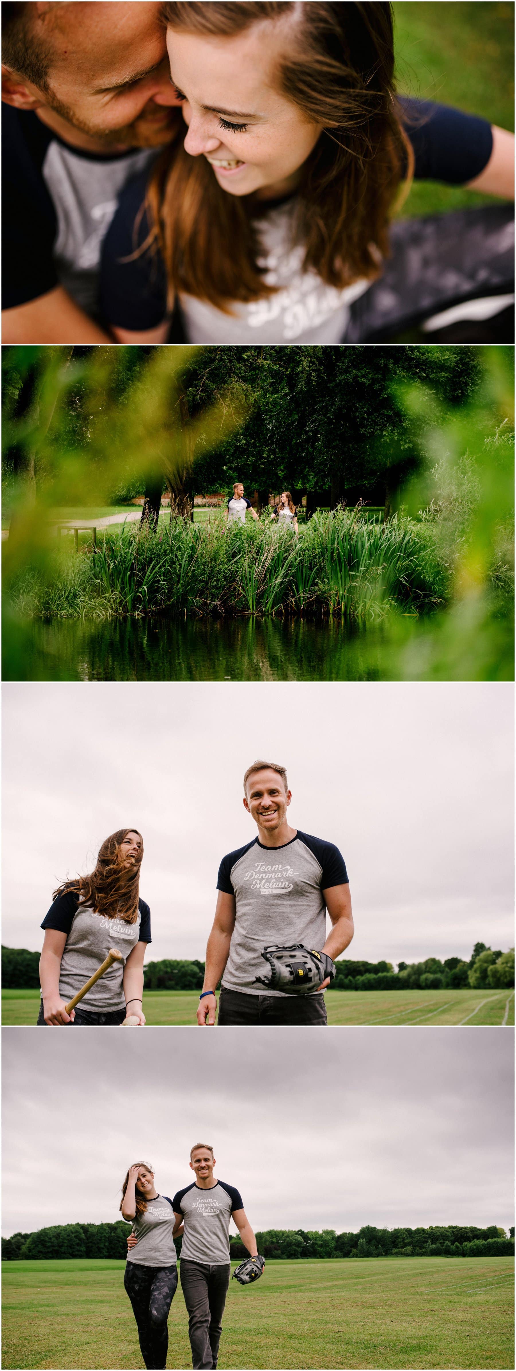 Meg and Dan's Engagement Session in Beacon Park, Lichfield, with baseball playing fun by Lisa Carpenter Photography, West Midlands and Birmingham Wedding Photographer, shooting cool, alternative and contemporary wedding photos.