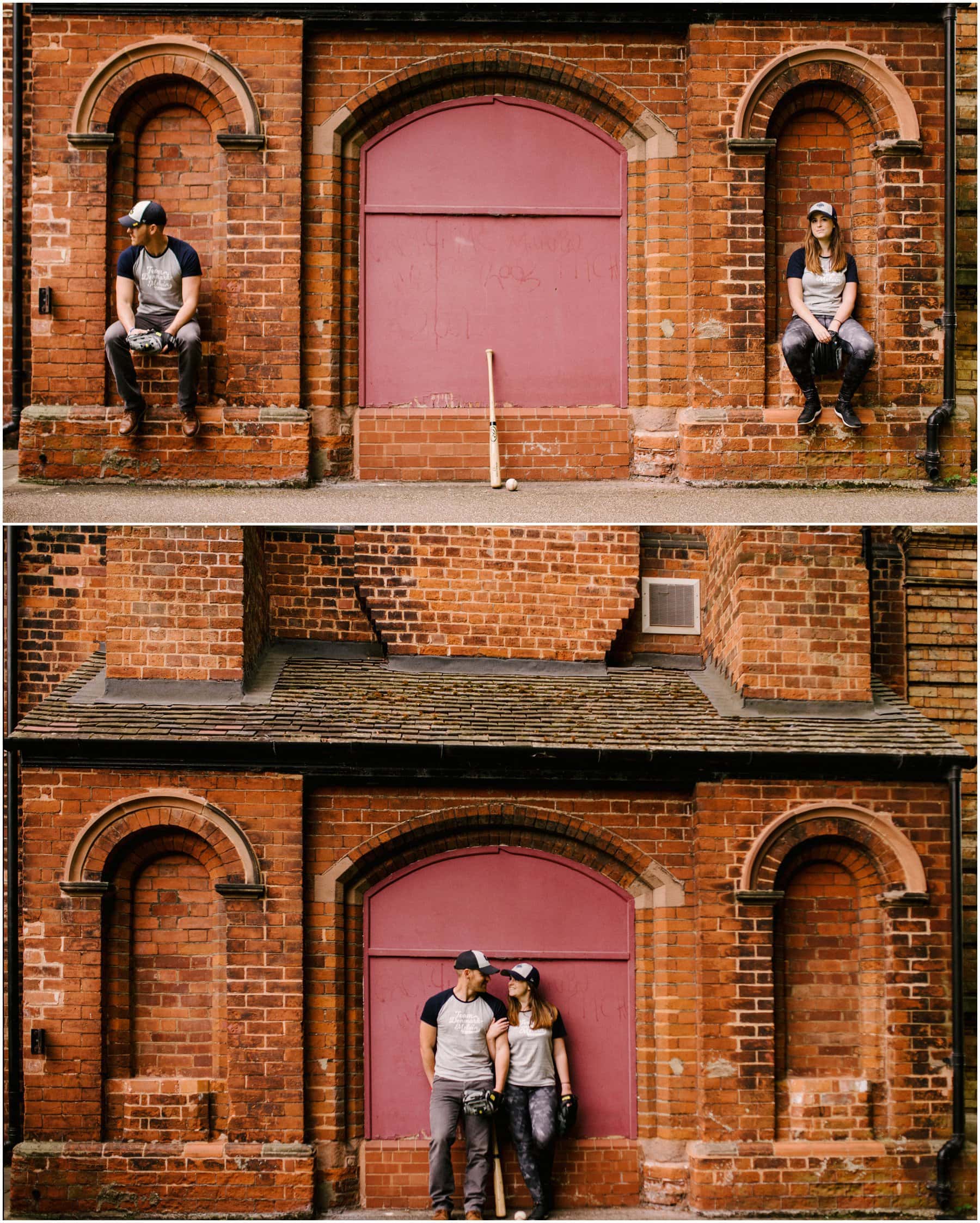 Meg and Dan's Engagement Session in Beacon Park, Lichfield, with baseball playing fun by Lisa Carpenter Photography, West Midlands and Birmingham Wedding Photographer, shooting cool, alternative and contemporary wedding photos.