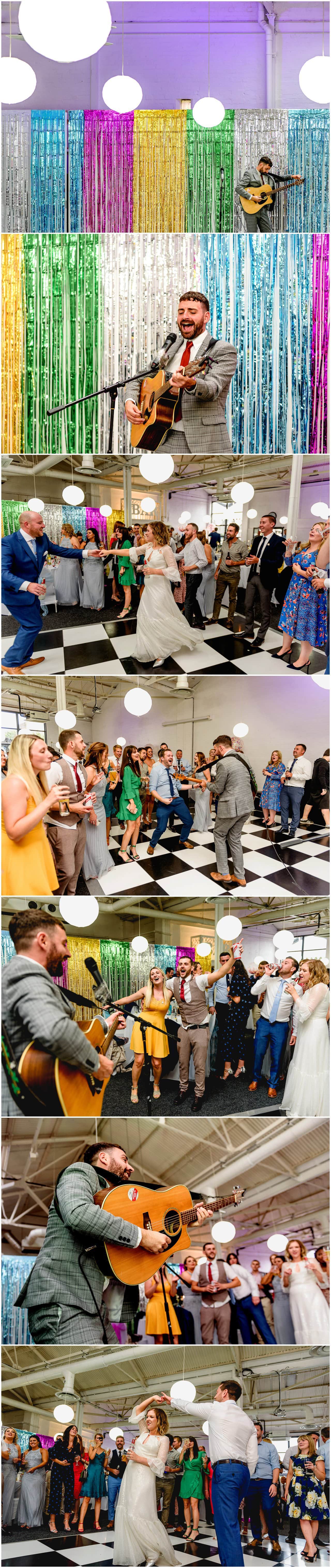 Singer entertaining the guests at a Bond Company wedding