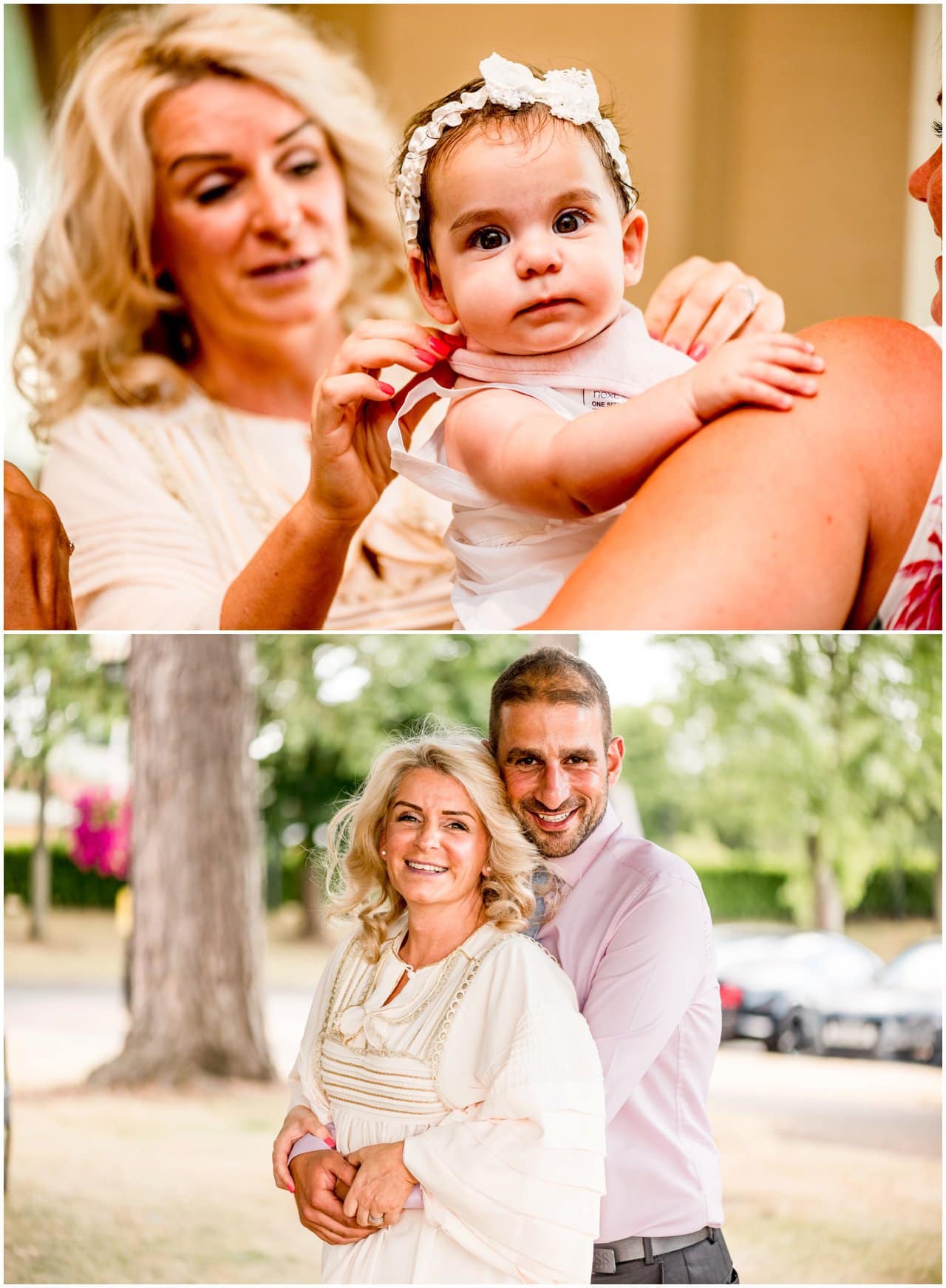 Mom and baby daughter and husband and wife couple photo at The Belfry