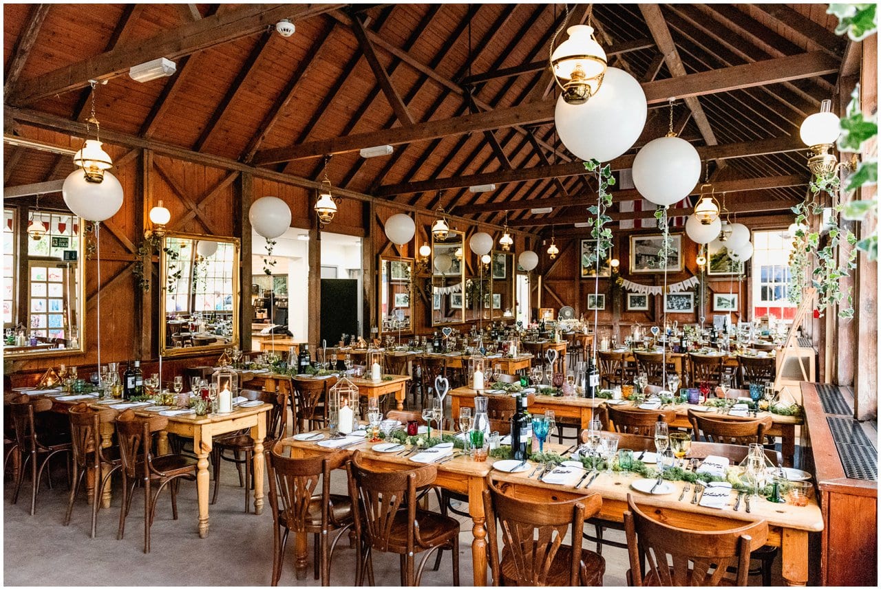 Cafe at Blists Hill Victorian Town Museum laid out for a wedding breakfast