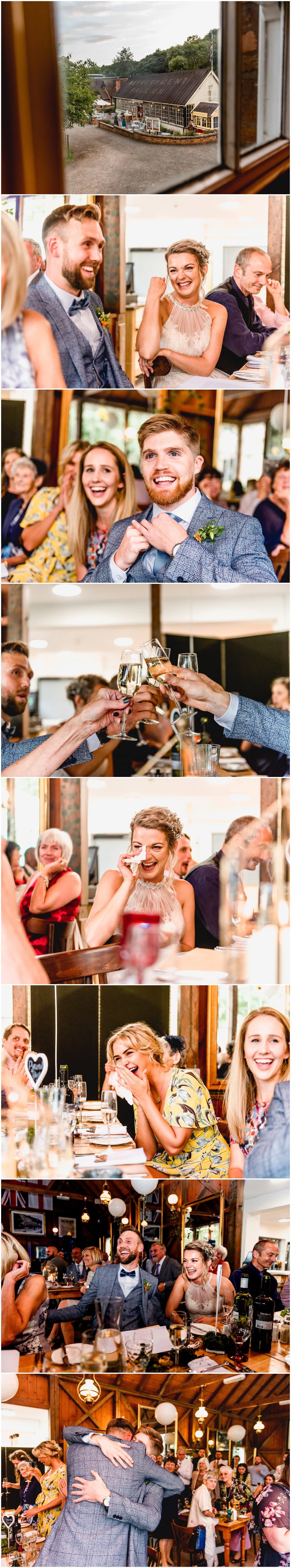 Guest reactions to the speeches at a wedding at Blists Hill Victorian Town Museum