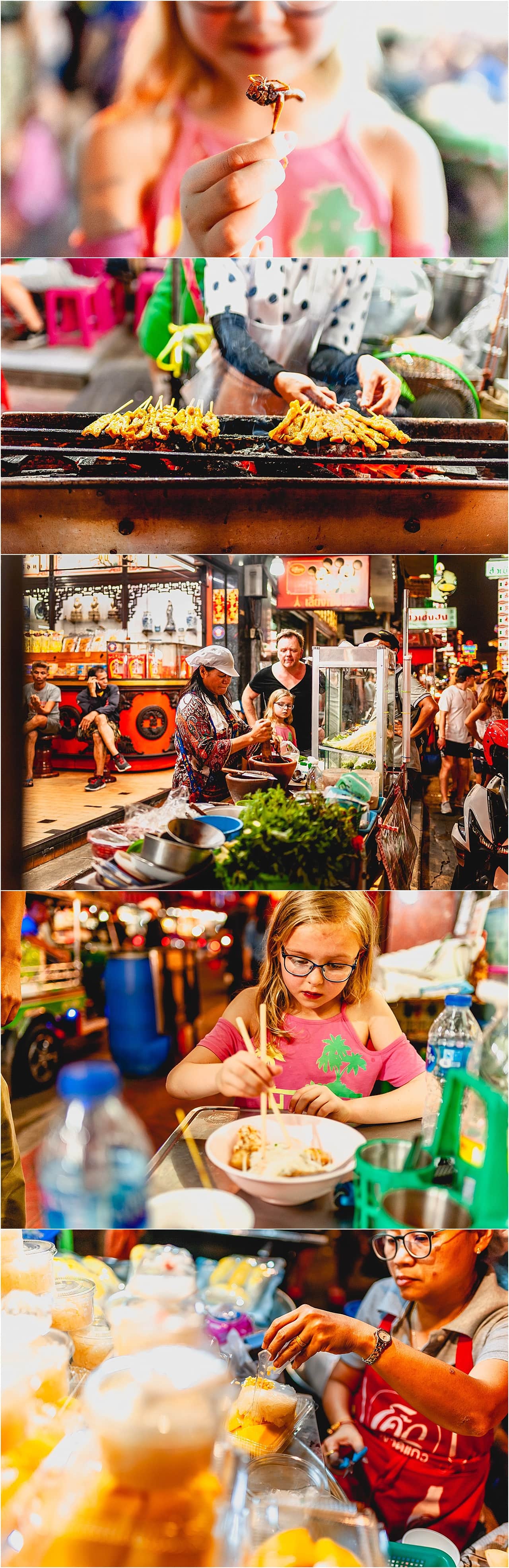 Streetfood in Bangkok Chinatown - Som Tam Salad spicy and glass noodle soup