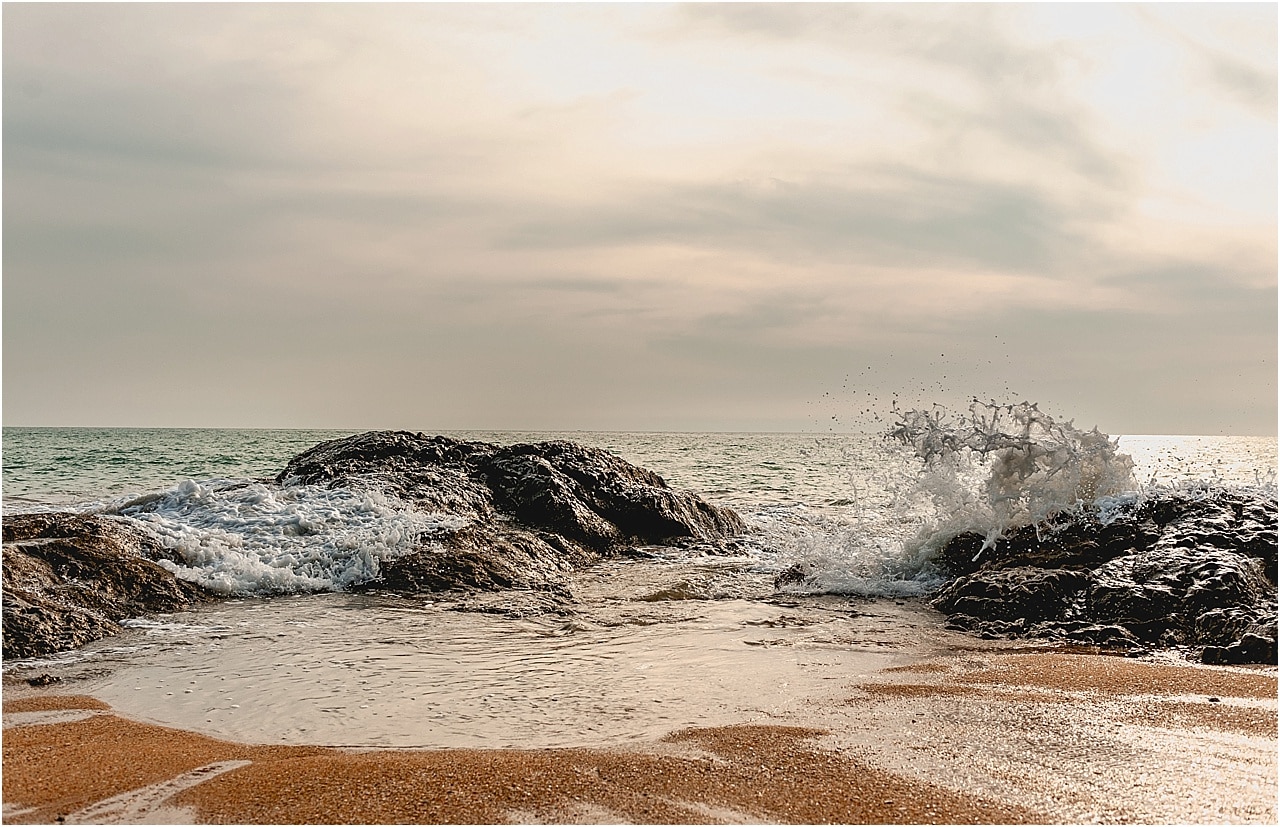 Waves crashing against the shore