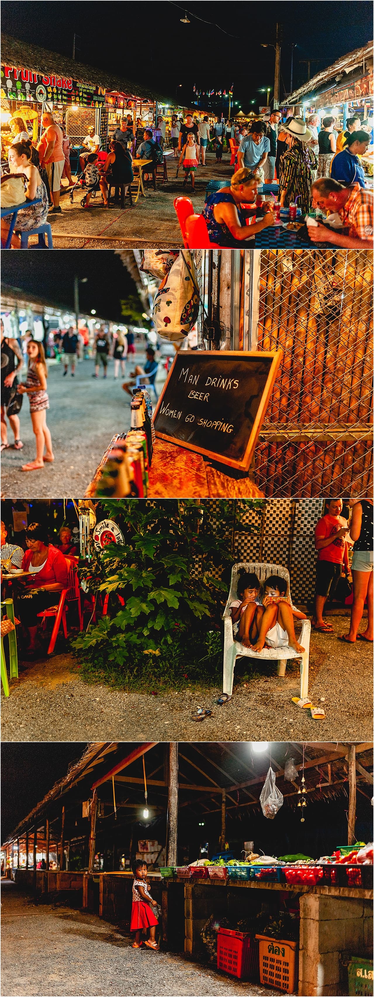 Photos take at Bang Niang night ,market in Khao Lak, children playing and people shopping
