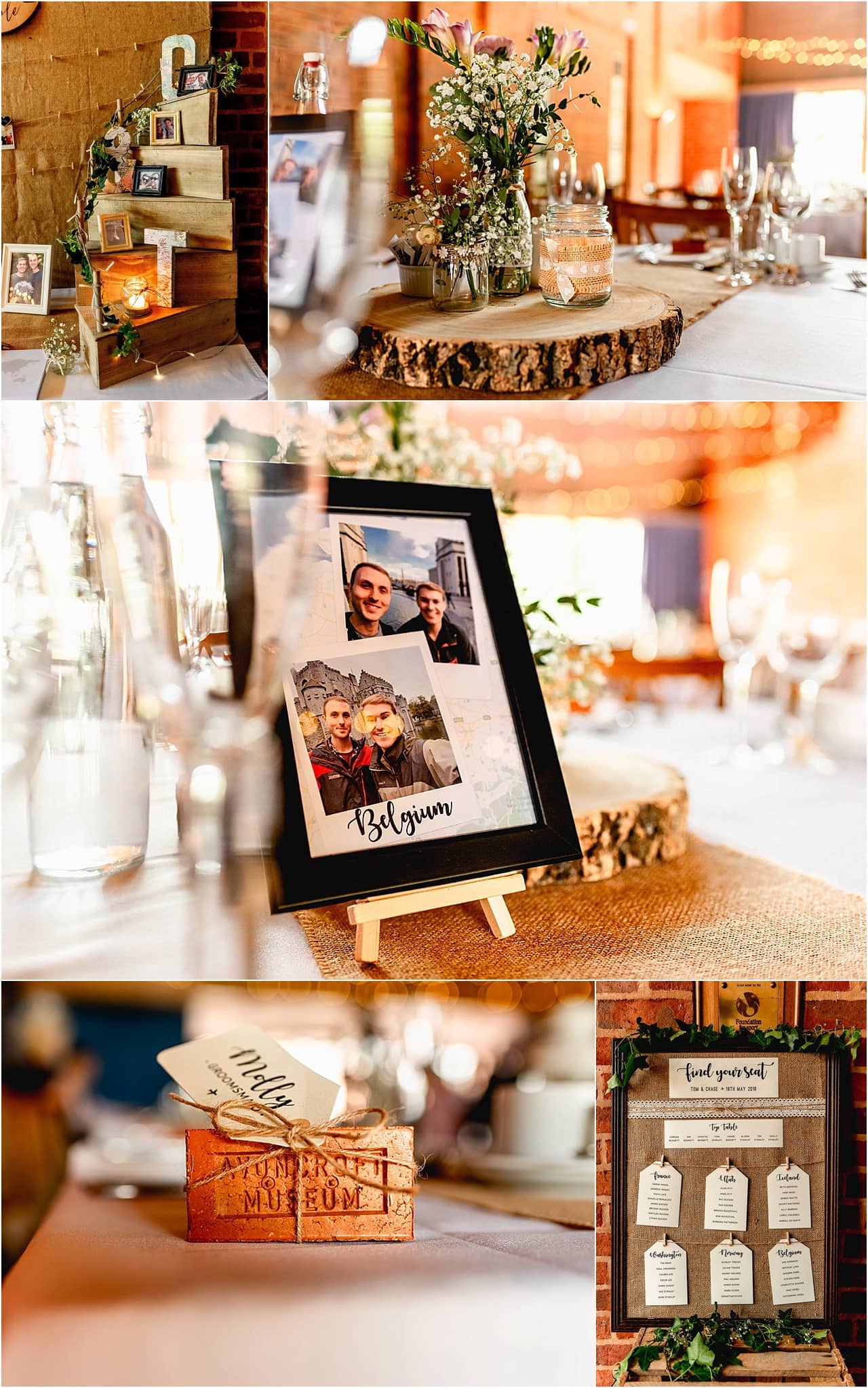 Wedding table details at Avoncroft Museum.