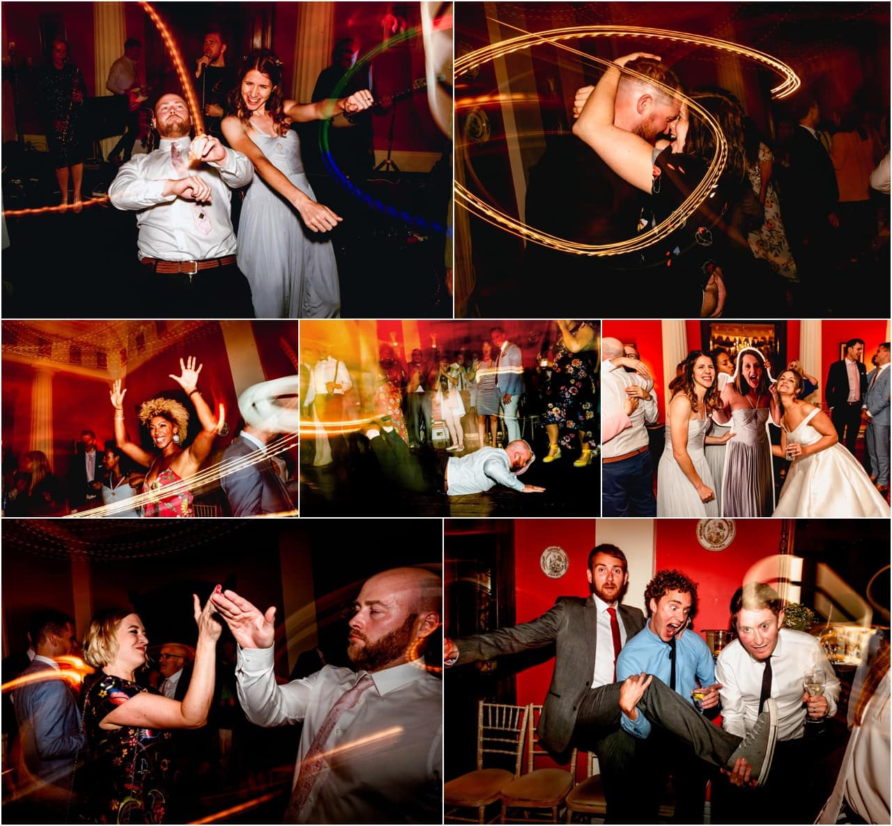 Party photos at wedding with guests drinking and having fun with Dr Zoe Williams.