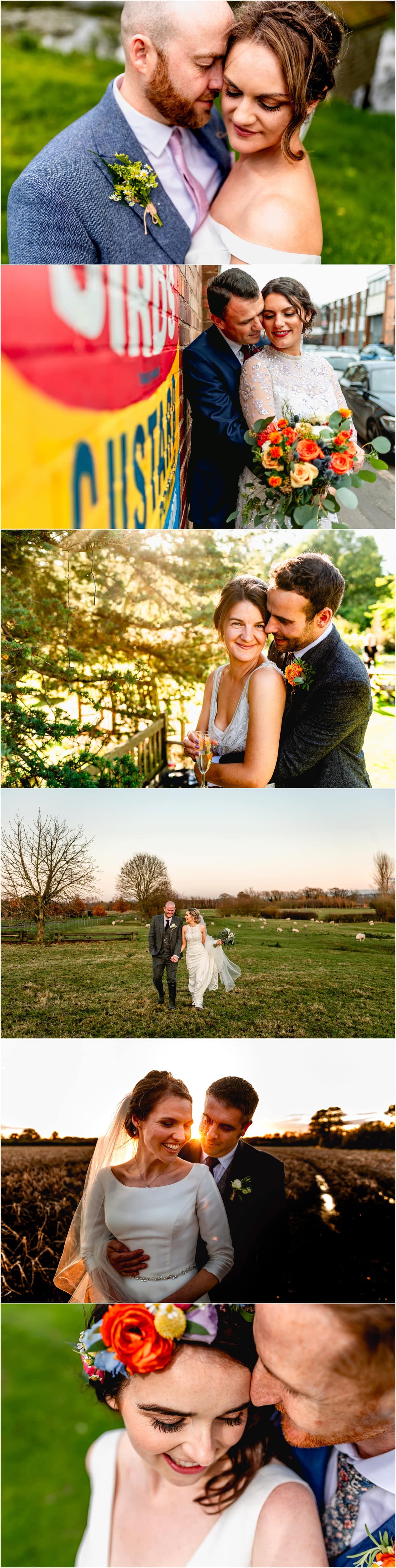 Couple cuddled up with each other after a wedding at Walcot Hall