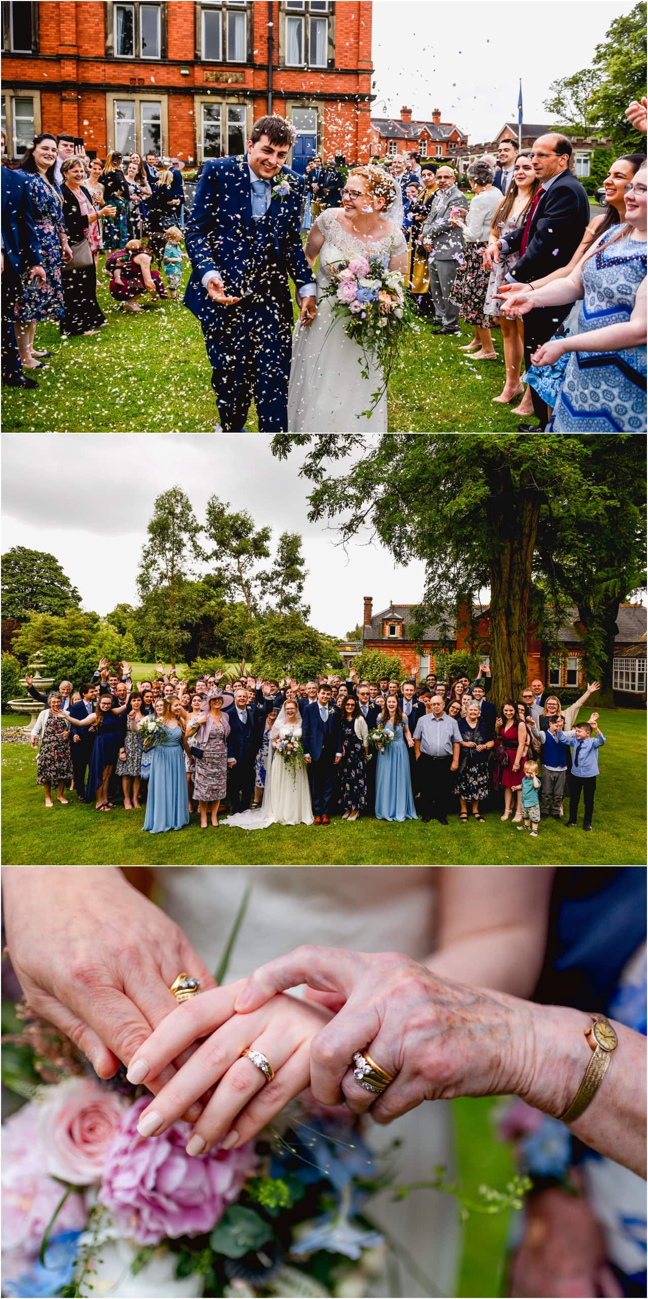 Confetti and group photos at Wrekin College in Telford.