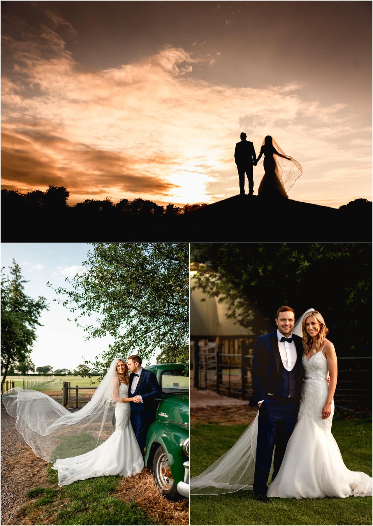 Sunset and golden hour photos of a bride and groom at a wedding in Sutton Coldfield.