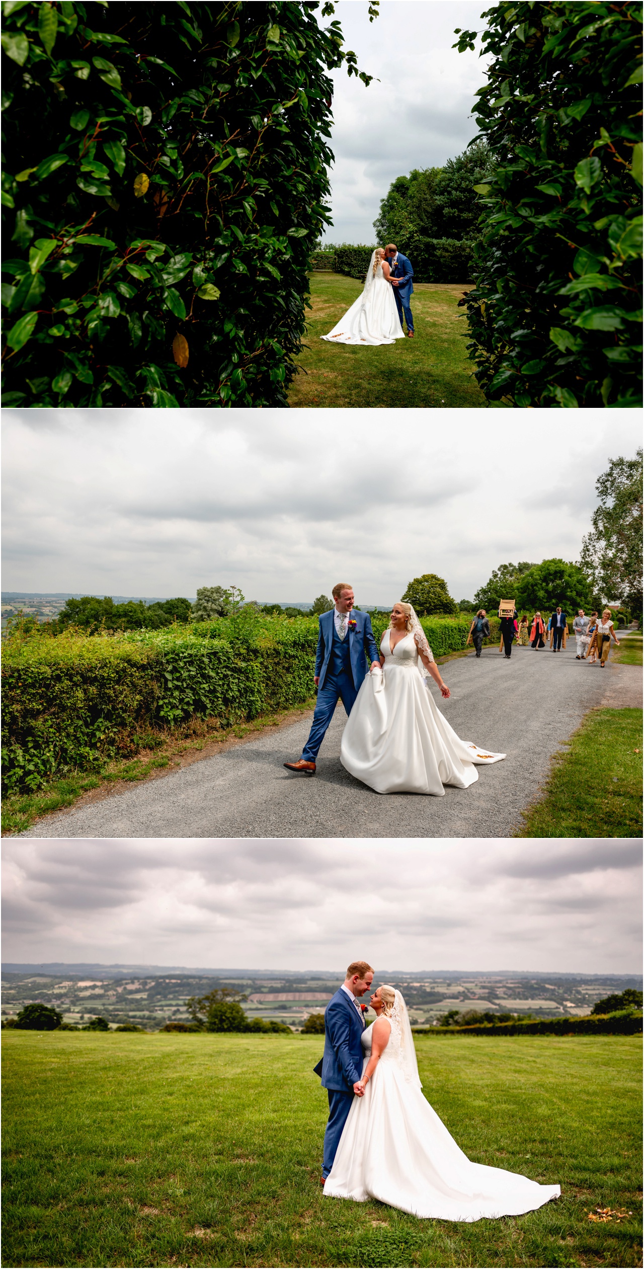 Couple portraits of a bride and groom during their fun festival wedding in Glastonbury