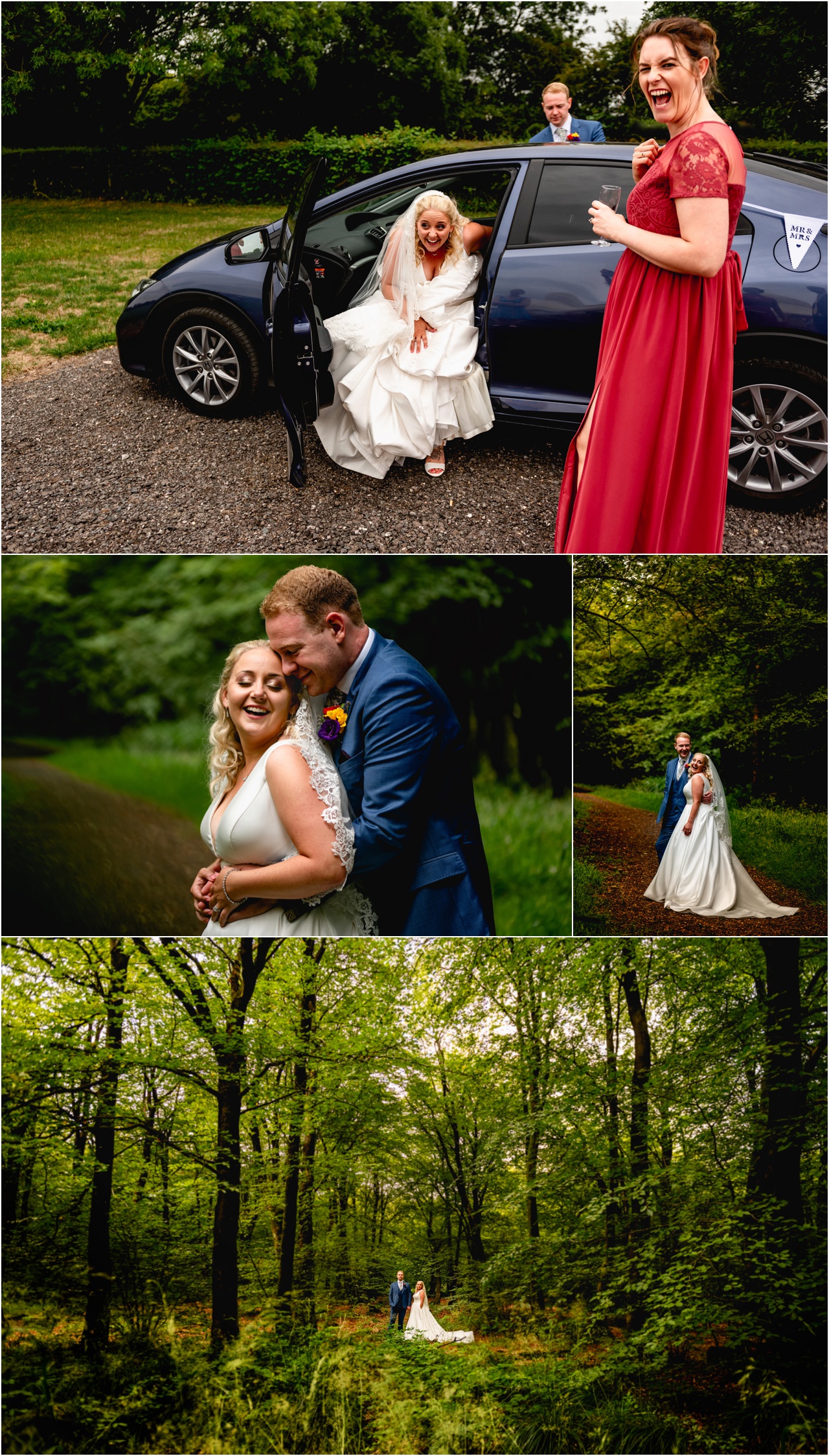 Portrait photos of a bride and groom on their wedding day