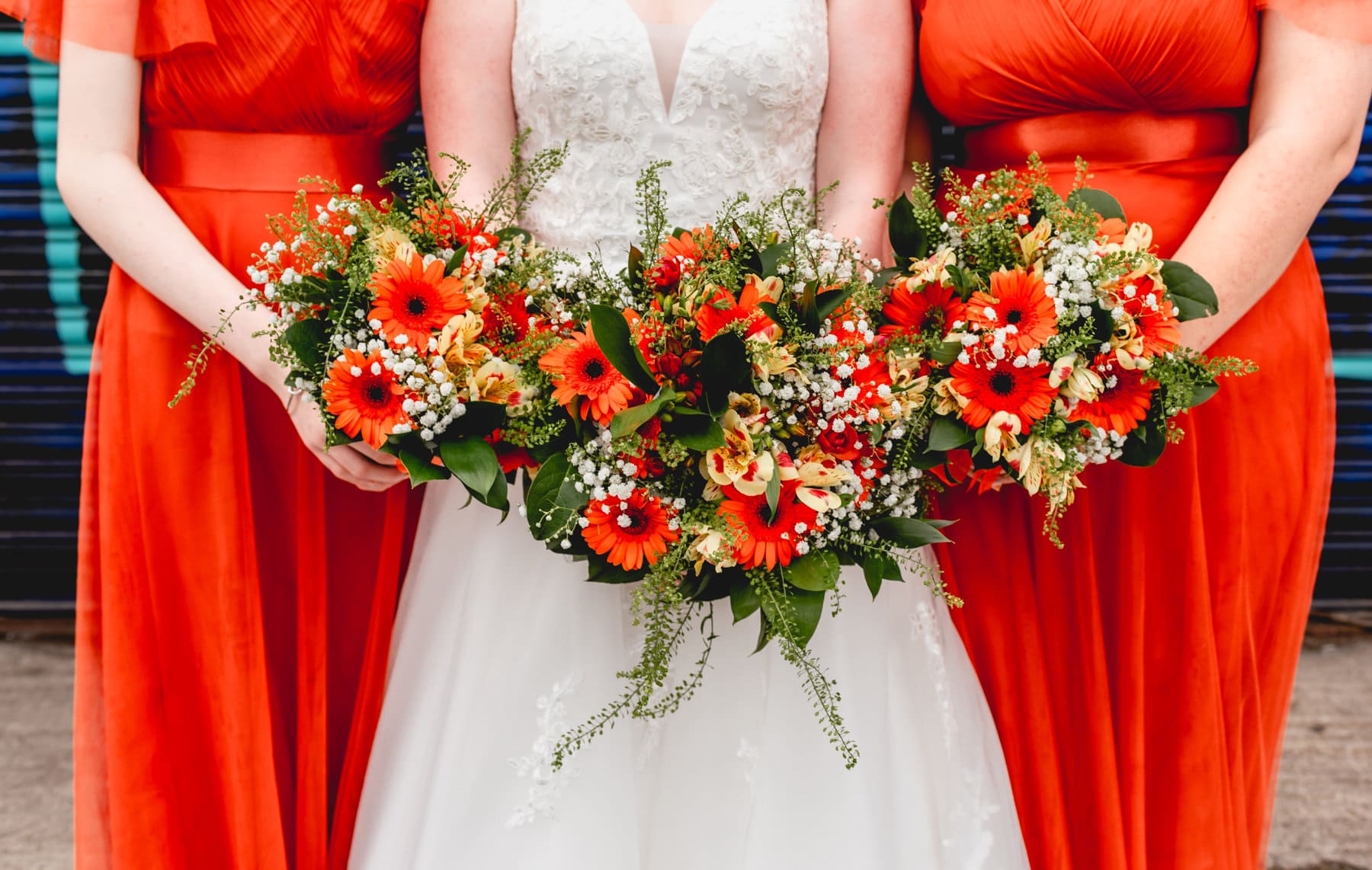 Bridal bouquets in bright orange