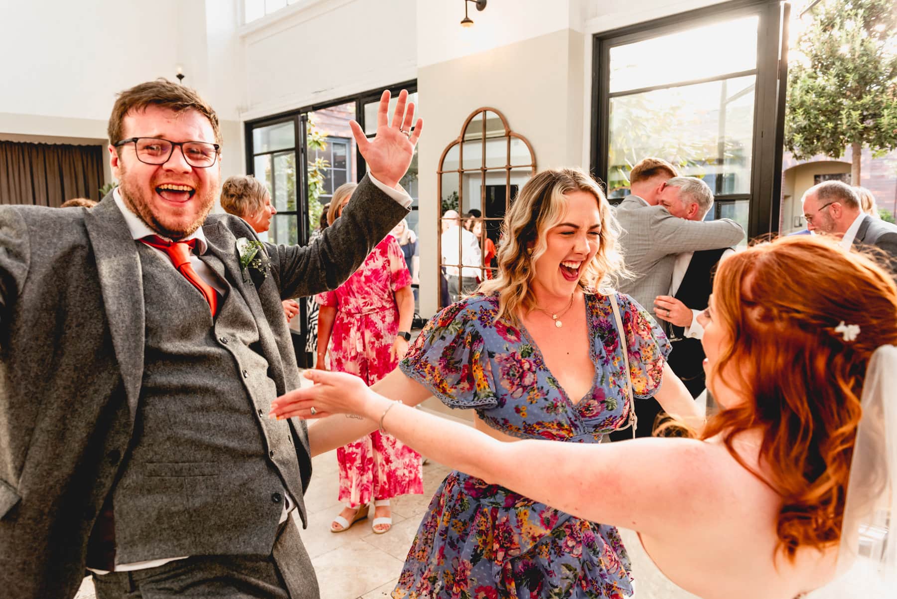 Guests dance with bride and groom at Fazeley Studios Wedding in Digbeth
