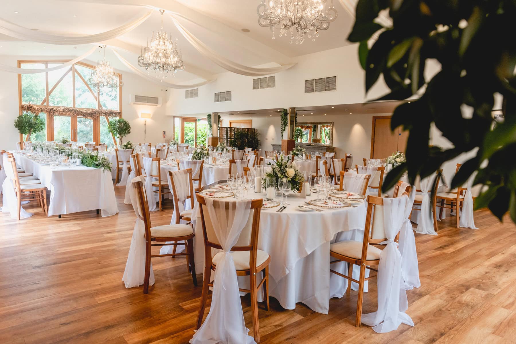 Room set up for wedding breakfasy at Mythe Barn Wedding Venue