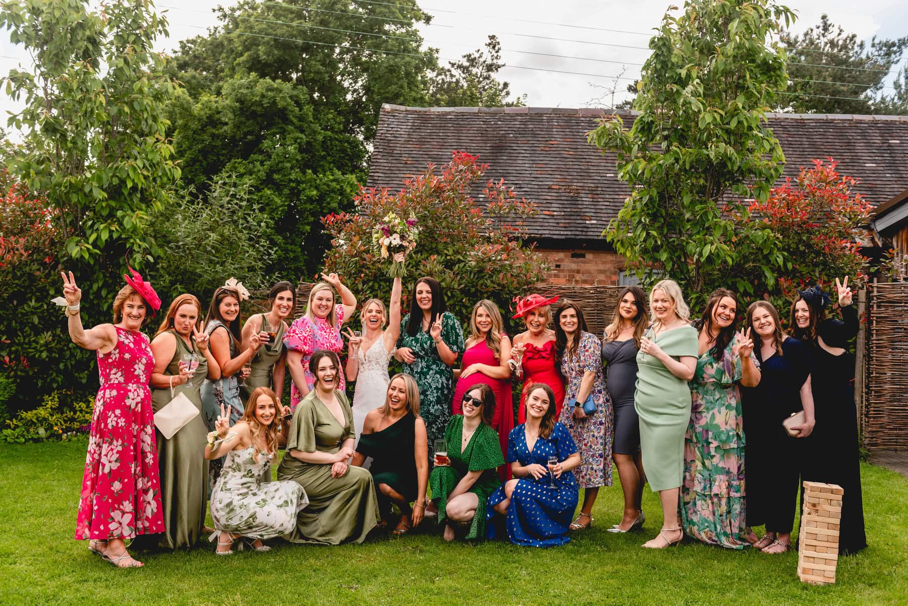 Group photo of ladies at a wedding
