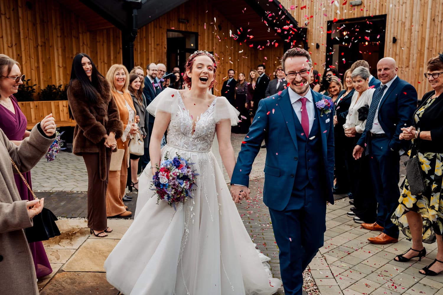 Confetti tunnel at Blackbrook Barns