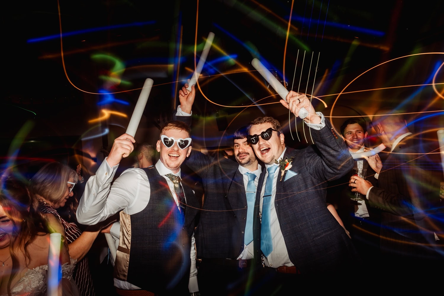 Light wands for wedding dancefloor, neon light sticks,heart glasses for weddings