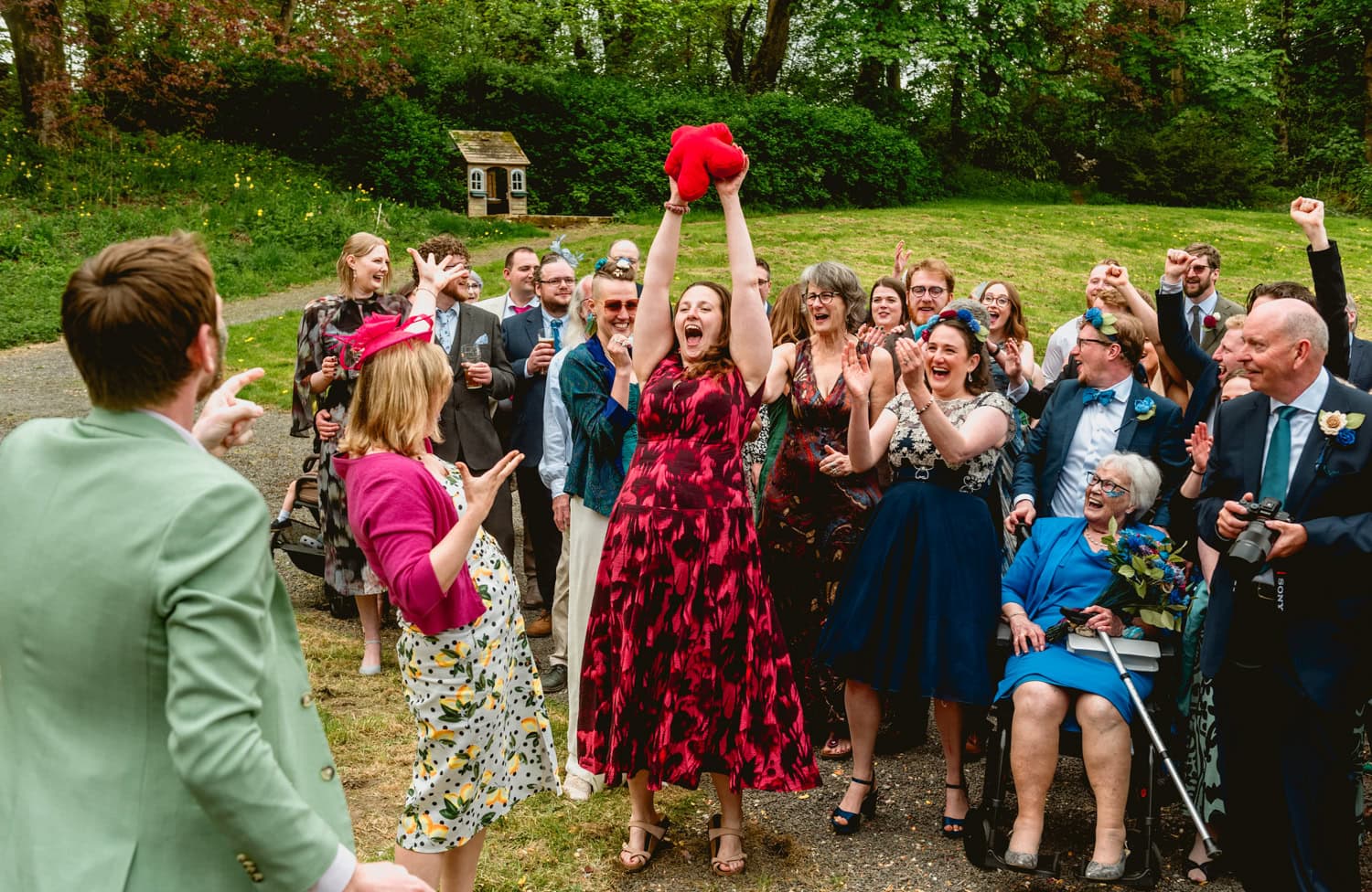 Alternative bouquet toss at Hargate Hall